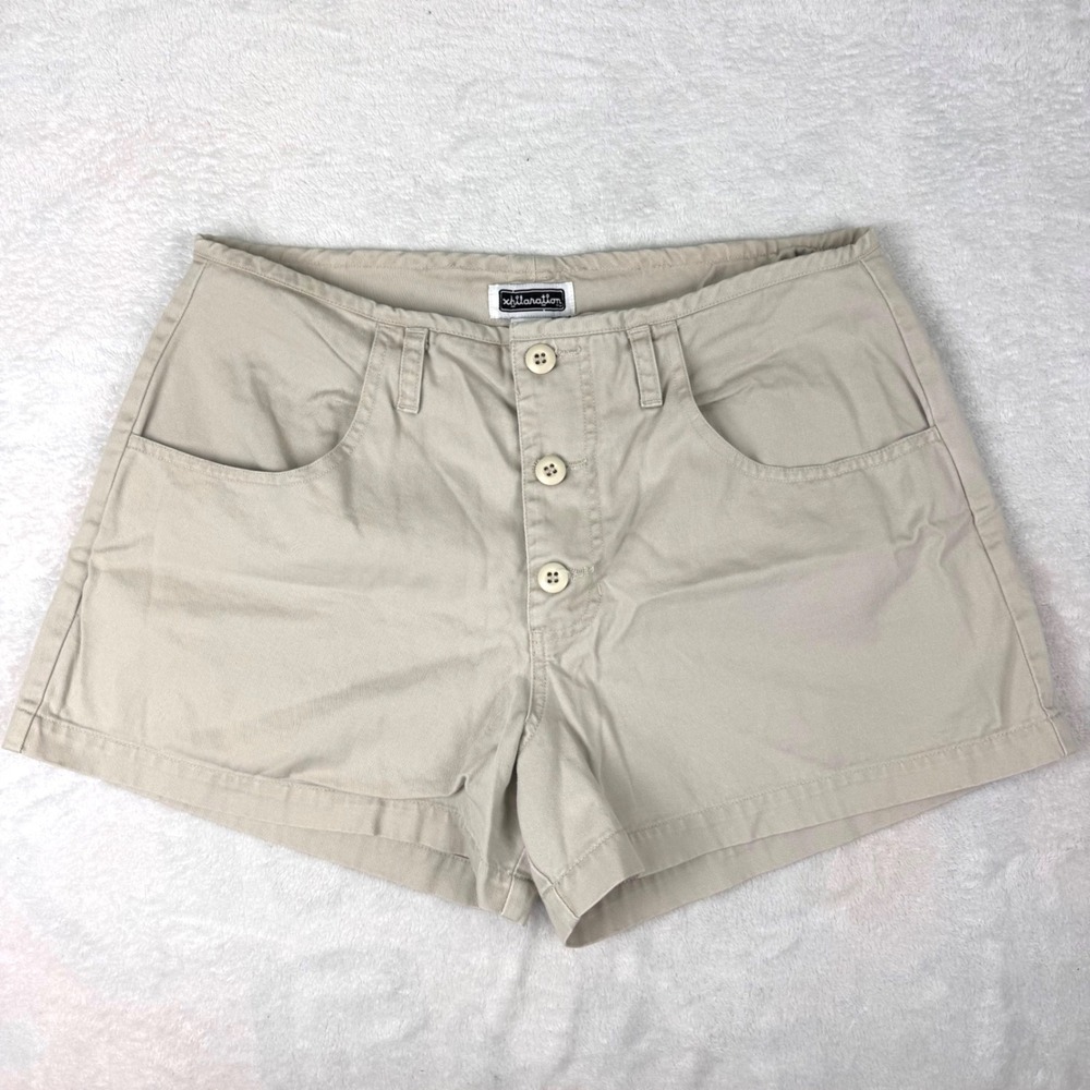 Xhilaration Womens Khaki Chino Shorts Tan Button Fly Cotton Size 13